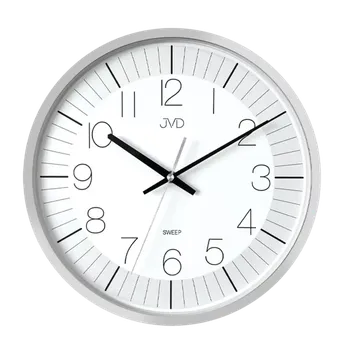 Hodiny JVD Stříbrné nástěnné tiché netikající hodiny JVD JVD HX8019.1 (hodiny s plynulým tichým chodem)