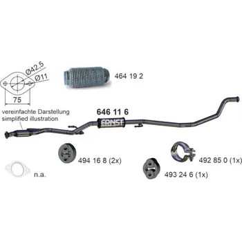 Výfukový systém Stredni tlumic vyfuku ERNST 646116