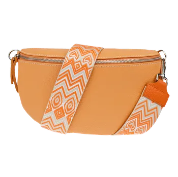 NovaKabelka.cz Kožená italská crossbody kabelka Reni Grande Arancio s přídavným popruhem V