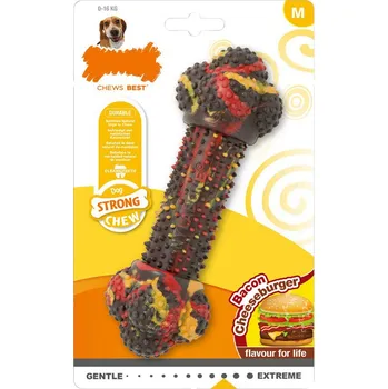 Hračka pro psa Kousátko pro psa Dog teether Nylabone Strong Chew Bacon Sýr Hamburger Guma Velikost M