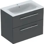 Geberit Selnova Square - Umyvadlová skříňka 64x79x48 cm, s umyvadlem, 2 zásuvky, lávová mat 501.241.00.1