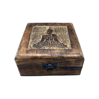Dárková krabička Dřevěná krabička Buddha 13 x 13 x 6 cm