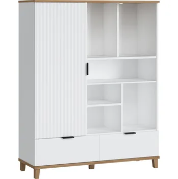 regál Regál 1D2S bílá alpin/dub grandson PLISSEE