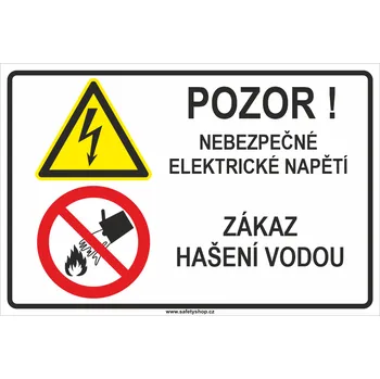 Pozor! Nebezpečné elektrické napětí - Nehaste vodou samolepící vinylová fólie 150x100 mm