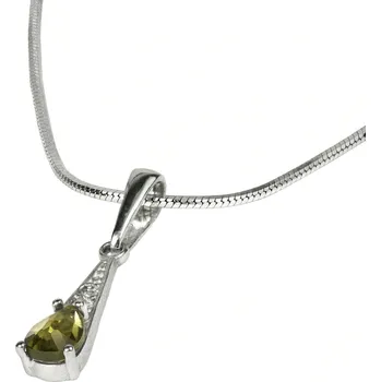 Přívěsek Stříbrný přívěsek s vltavínem a zirkony Velena