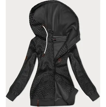 Dámská mikina Dámská rozepínací mikina v grafitové barvě se vzorem srdíček (2315) odstíny šedé XXL (44)