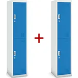 Šatní skříňka S3 dvoudveřová 1+1 ZDARMA, demont, cylindrický zámek, šedá/modrá