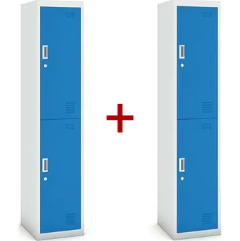 Šatní skříň B2B Partner S3 dvoudveřová 1+1 ZDARMA Šedá/Modrá