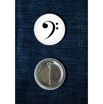 eNoty.eu Placka 37mm (odznak) - bílá - BASOVÝ KLÍČ