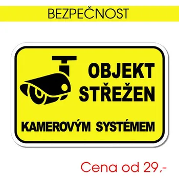 Domovní cedule objekt střežen 2 - samolepka / 7,5x5 cm