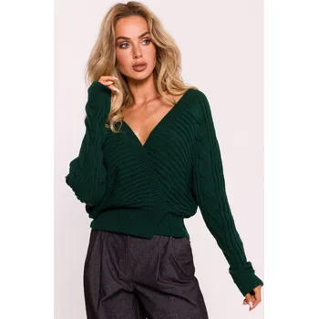 Dámský svetr Svetr s copánky MOE M809 zelený EU velikost: Univerzální