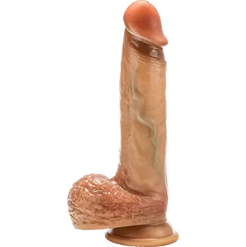 Dildo Blush Renaissance Raphael 9.5 Inch Sliding Foreskin Dildo with Squeezable Balls Tan