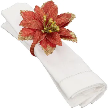 Keramický dřez Atmosphera Kroužek na ubrousek, betlémská hvězda se zlatým zdobením, 2 kusy