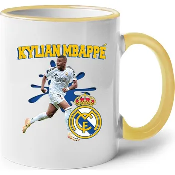 Keramický hrnek Mbappé - Real Madrid, Barva Žlutá, Velikost 330 ml, Canvas Keramický hrnek s barevným uchem Bezvatriko.cz 2757
