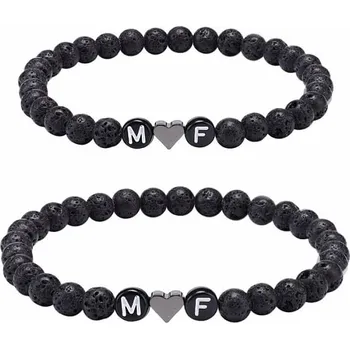 Náramek Náramky pro páry z lávového kamene Female and Male obvod cca 16 a 18 cm