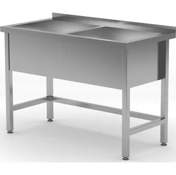 Stůl s dvojitým mycím žlabem, svařovaný, HENDI, Profi Line, 1200x600x(H)850mm