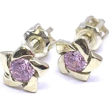 Náušnice Diante Zlaté náušnice s růžovým kamenem 31507408