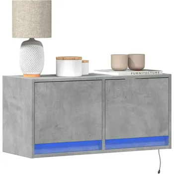 Televizní stolek vidaXL Nástěnná TV skříňka s LED osvětlením 80 x 31 x 35 cm [852357] Barva: Betonová šedá