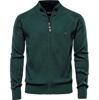 Pánský svetr Elegantní pánský svetr na zip basic Velikost: XL, Barva (Varianta): Zelená