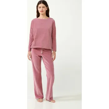 Dámská halenka Vamp - Sametová souprava s žebrovaným vrškem 21139 - Vamp pink nectar m