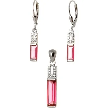 Souprava šperků Stříbrná souprava s růžovými a čirými zirkony STRS0399F