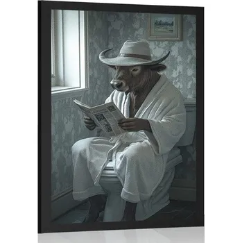 Plakát Dovido Plakát buvol s novinami na záchodě