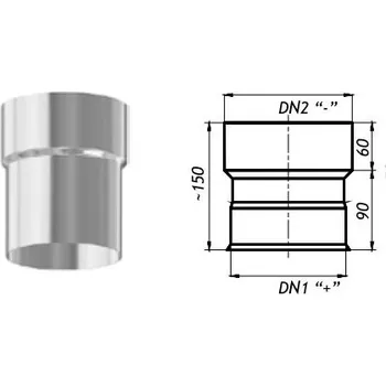 Kouřovod Karl Redukce kouřovodů v zapojení po vodě 150mm / 200mm (síla 1mm) - nerez