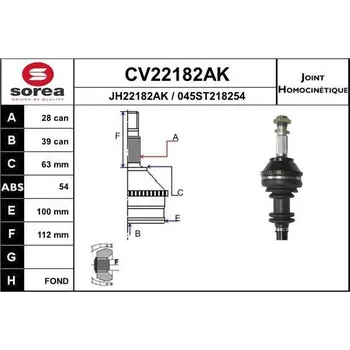 Autodíl Sada kloubů, hnací hřídel EAI CV22182AK