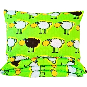 Povlečení Margitex povlečení Ovečka zelená krep 140x200, 50x70 cm (Dětské povlečení na velkou postel)