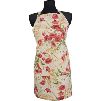 Kuchyňská zástěra Tegatex Kuchyňský set zástěra a chňapka - Květy vlčích máků na béžové Sada: Chňapka