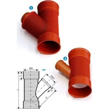 Kanalizační potrubí Elmo-Plast Odbočka na hladké potrubí UREA/KG DN 400/200/45° 05420CZ