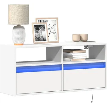 Televizní stolek vidaXL Nástěnná TV skříňka s LED osvětlením 100 x 31 x 45 cm [852338] Barva: Bílá