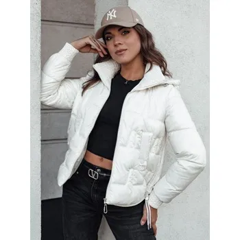 Dámská parka Dámská zimní bunda FASHWARM krátká prošívaná s kapucí bílá