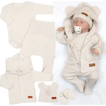 Kojenecká souprava Baby Nellys Made With Love 5dílná soupravička do porodnice ecru