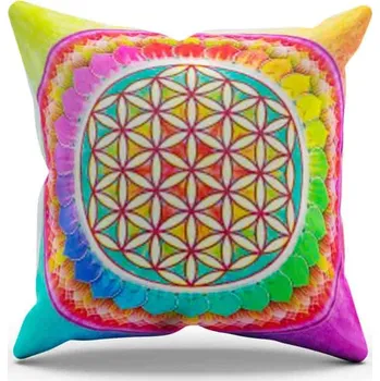 Polštář Milujeme Kameny Povlak na polštář - květ života - pestrobarevný 7867