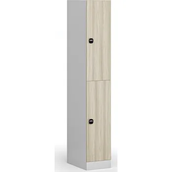 Šatní skříň B2B Partner Šatní skříňka S1 s úložnými boxy, 2 boxy, 1850 x 300 x 500 mm, demont, RFID zámek, laminované dveře, dub přírodní