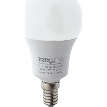 Žárovka LED žárovka Trixline 8W E14 A50 teplá bílá