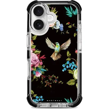 Pouzdro na mobilní telefon Odolný obal Mobiwear MagSafe Elite Bumper - Apple iPhone 16 - D007D Ptáček a květy (Odolný kryt, pouzdro, obal Mobiwear Elite Bumper na mobil Apple iPhone 16 - D007D Ptáček a květy, materiál Plast + TPU silikon + kov - zesílená ochrana telefonu, podpora)