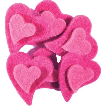 Dekorace srdce, plyš, růžové, 6ks