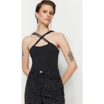 Body Trendyol černé pletené body se zapínáním na druky Trendyol černá | šedá 2222722