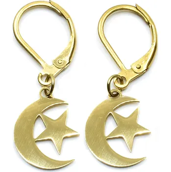 Náušnice Ocelové náušnice měsíc a hvězda Auriga - Zlatá