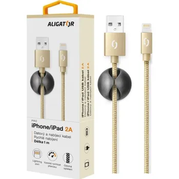 Datový kabel Datový kabel ALIGATOR PREMIUM 2A, Lightning zlatý