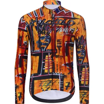 cyklistický dres HOLOKOLO Cyklistický dres s dlouhým rukávem zimní - WILDLY WINTER - žlutá/vícebarevná 5XL