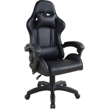 Nastavitelné otočné herní křeslo černá, polohovací polštářky krk + bedra