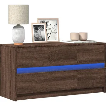 Televizní stolek vidaXL TV skříňka s LED 100 x 34 x 50 cm kompozitní dřevo [852215] Barva: hnědý dub