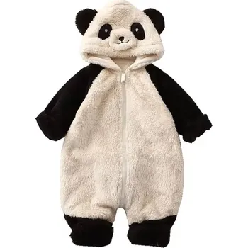 Zimní fleecový kojenecký overálek s motivem pandy nebo králíčka Motiv: Panda, Velikost: 3 měsíce