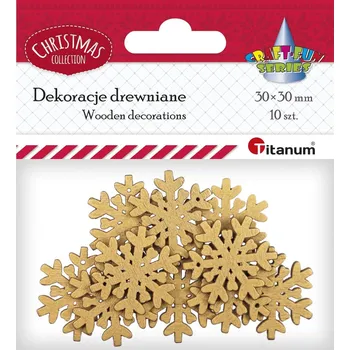 Vánoční dekorace Dekorace, dřevěná, VLOČKY, 3 cm, 10ks/bal.