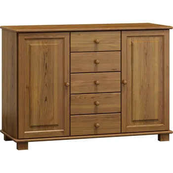 Komoda Slevadoma Komoda masiv borovice se skříňkami a zásuvkami 1-5-1 VANDA Barva: Moření dub