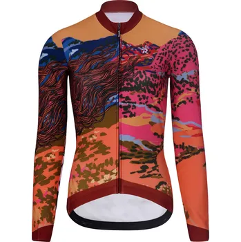 cyklistický dres RIVANELLE Cyklistický dres s dlouhým rukávem zimní - FREE WINTER - oranžová/vícebarevná