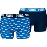 Pánské boxerky Puma MEN EVERYDAY AOP PRINT BOXER 2P XL Modrá, Tmavě modrá, Bílá
